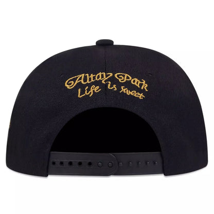 Golden Crown Black Snapback Cap