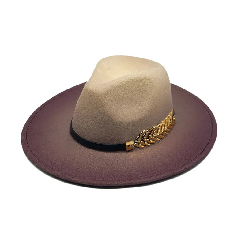 Golden Feather Gradient Fedora Hat