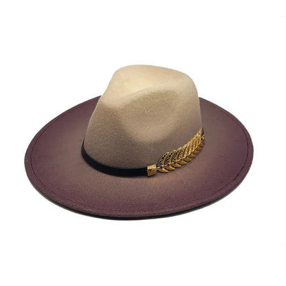 Golden Feather Gradient Fedora Hat