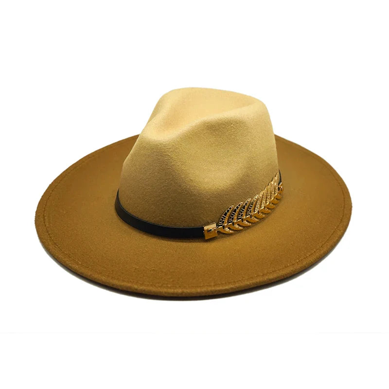 Golden Feather Gradient Fedora Hat