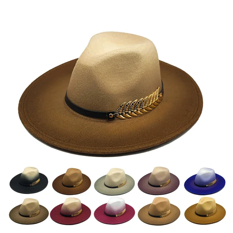 Golden Feather Gradient Fedora Hat