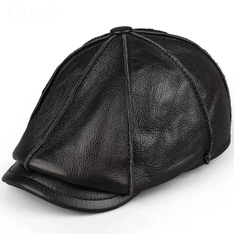 Hampton Genuine Leather Newsboy Cap