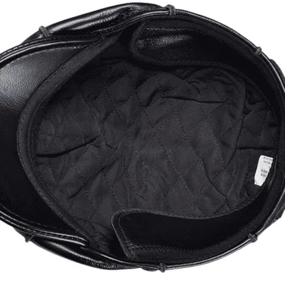 Hampton Genuine Leather Newsboy Cap