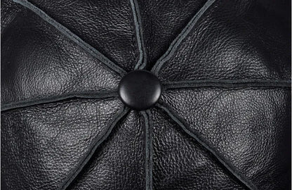 Hampton Genuine Leather Newsboy Cap