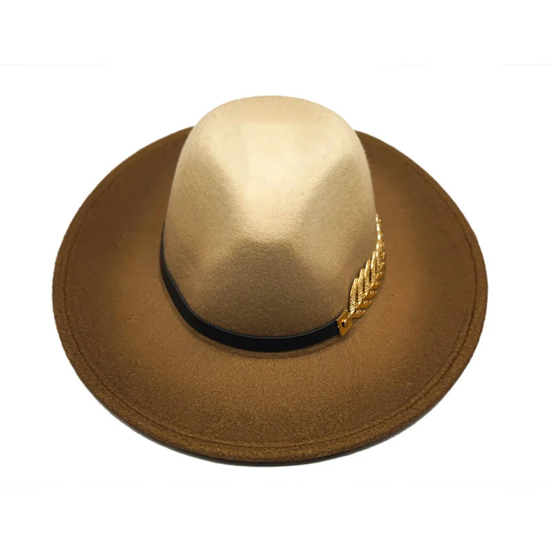 Golden Feather Gradient Fedora Hat