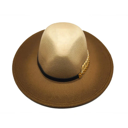 Golden Feather Gradient Fedora Hat