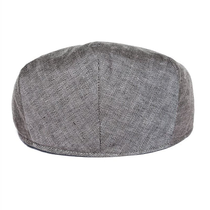 JM Herringbone Linen Flat Cap