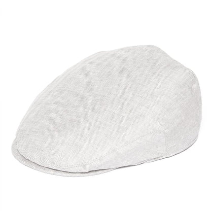 JM Herringbone Linen Flat Cap