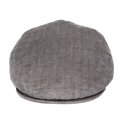 JM Herringbone Linen Flat Cap