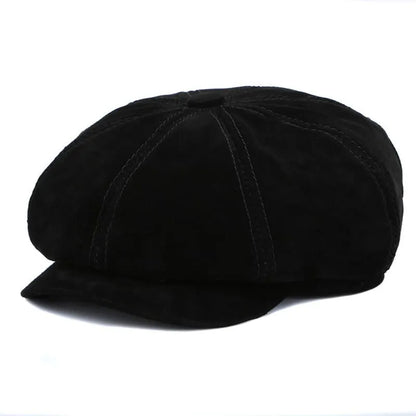 J&J Genuine Suede Leather Newsboy Cap