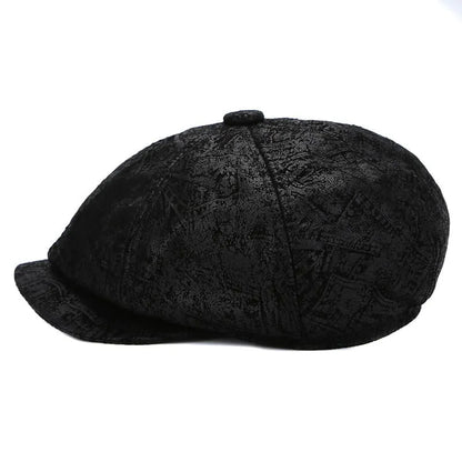 J&J Genuine Suede Leather Newsboy Cap