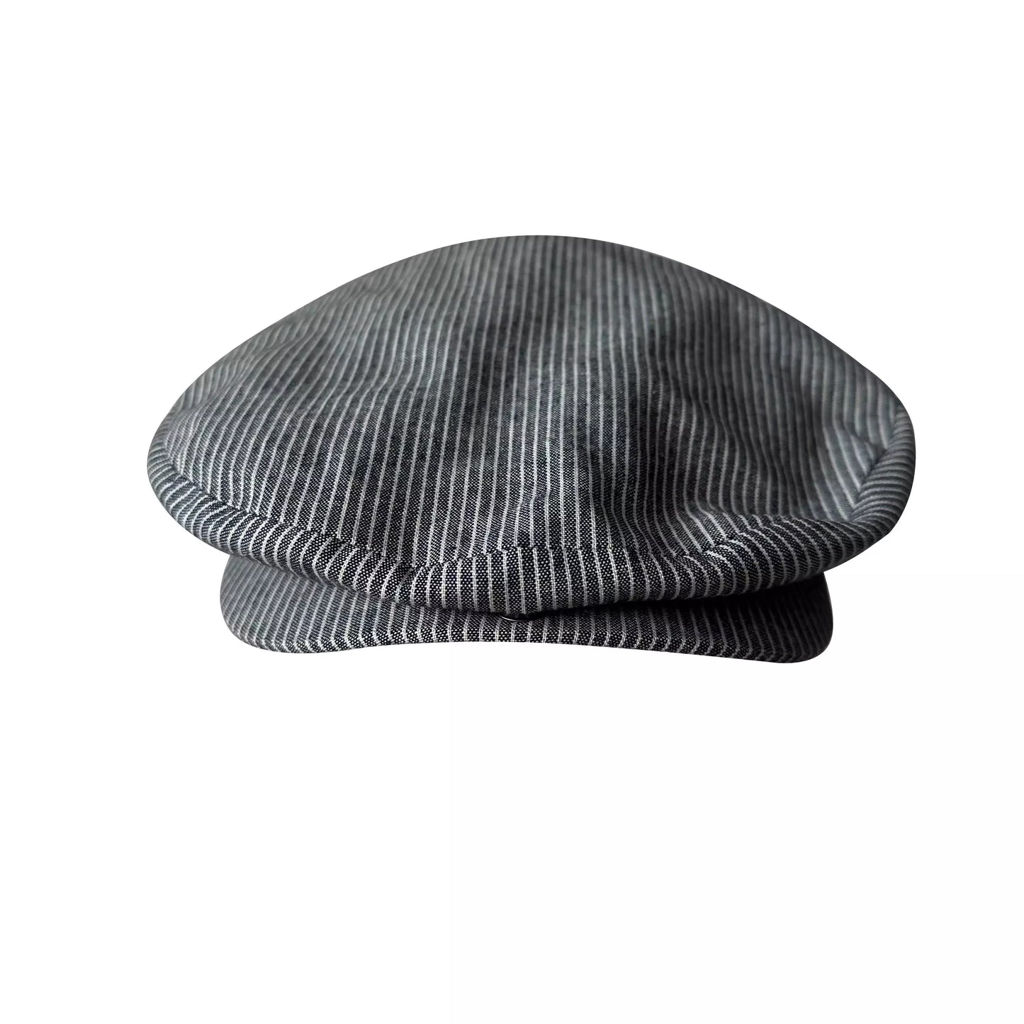Jersey Gray Striped Linen Flat Cap
