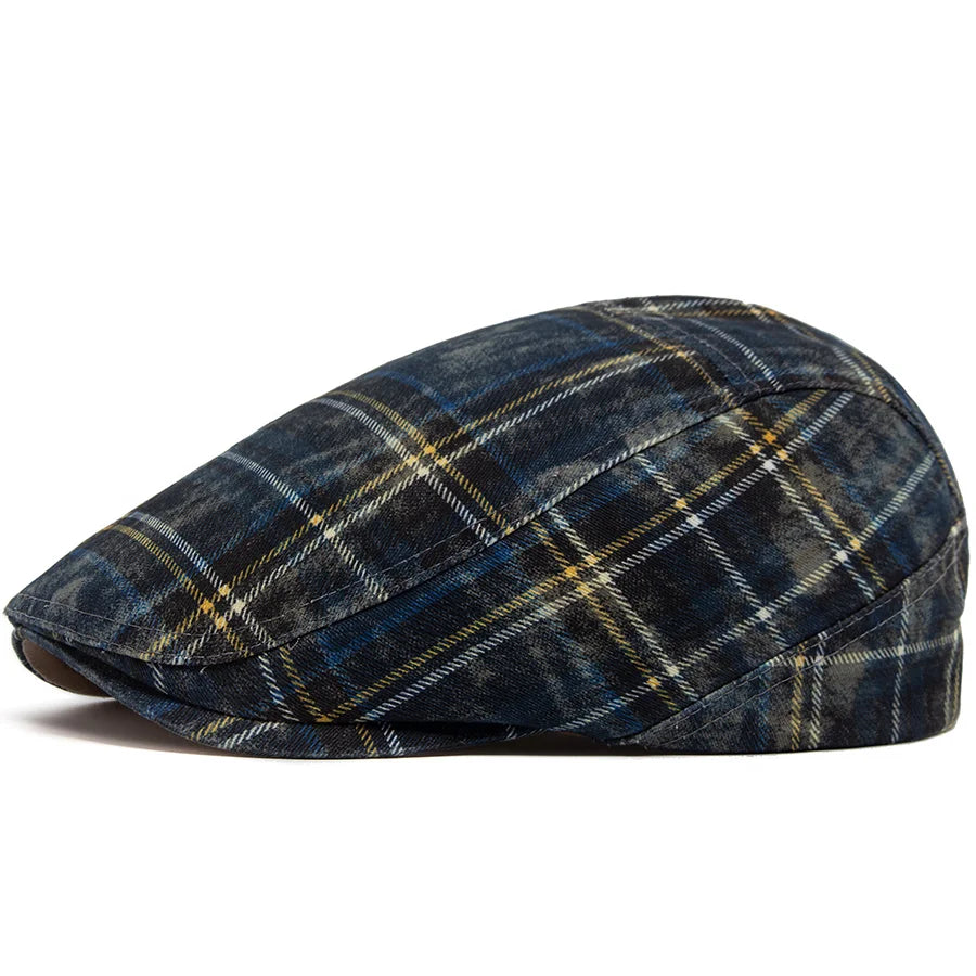 Johnson Plaid Distressed Flat Cap