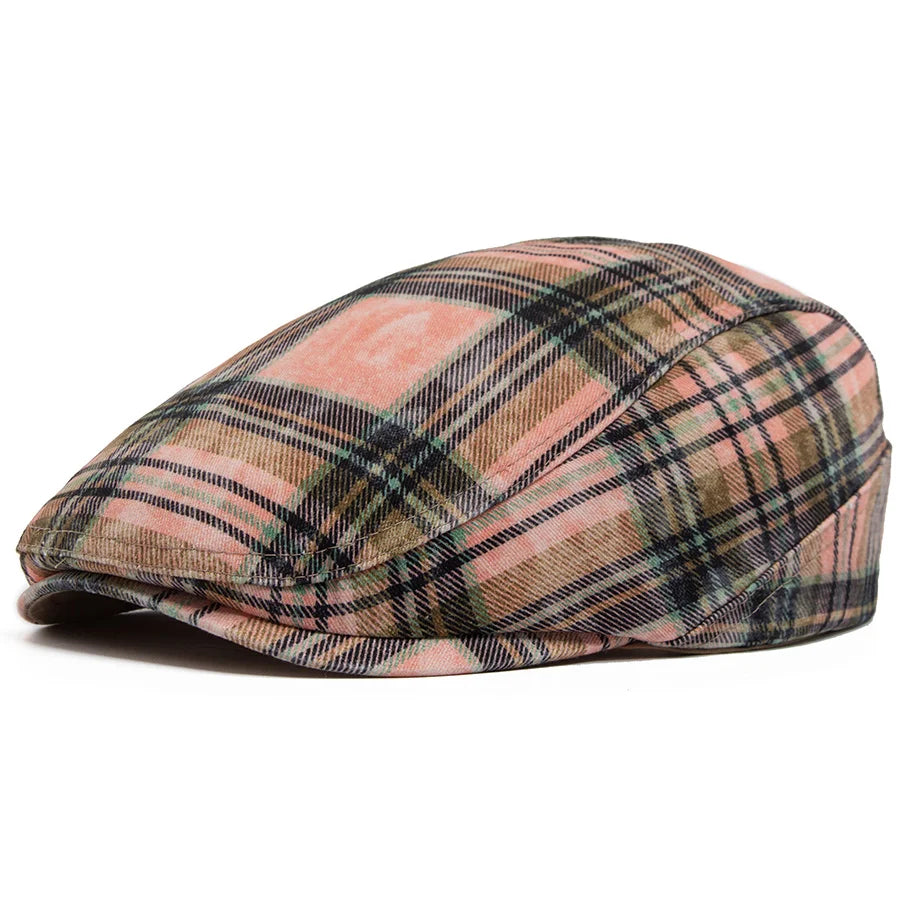 Johnson Plaid Distressed Flat Cap
