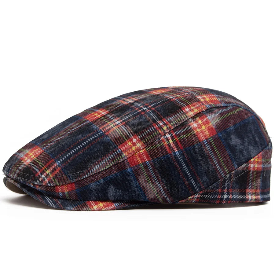 Johnson Plaid Distressed Flat Cap