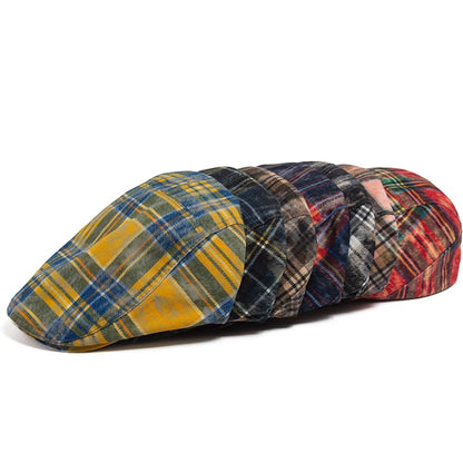 Johnson Plaid Distressed Flat Cap