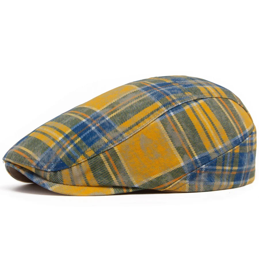 Johnson Plaid Distressed Flat Cap