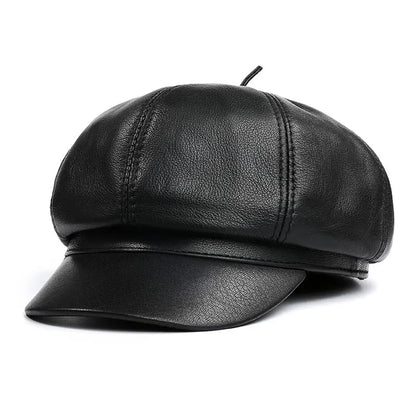 Joliet Genuine Leather Newsboy Cap