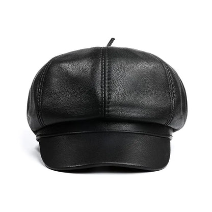 Joliet Genuine Leather Newsboy Cap