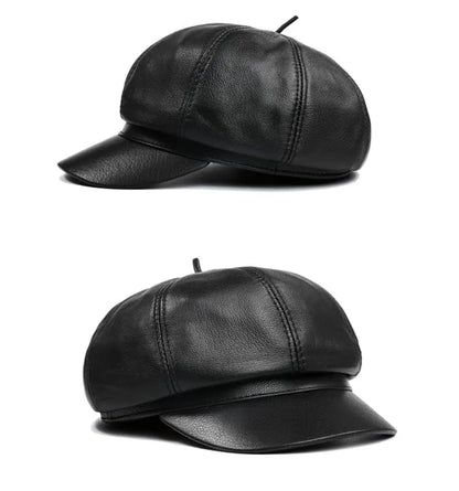Joliet Genuine Leather Newsboy Cap