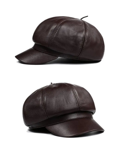 Joliet Genuine Leather Newsboy Cap