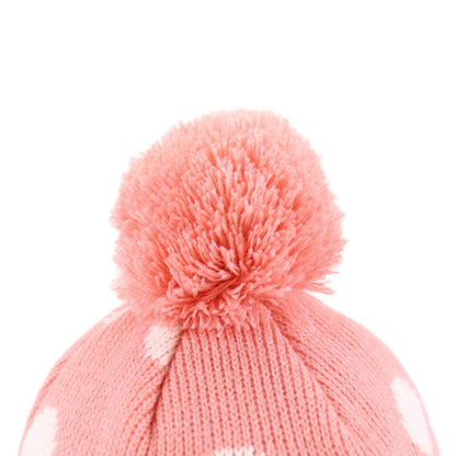 Kids Winter Dotted Earflaps Pom-Pom Beanie