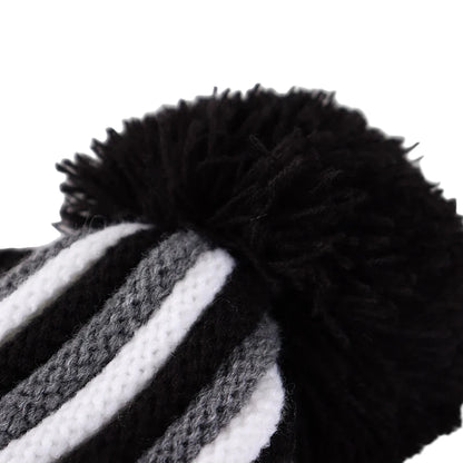 Kids Winter Striped Pom-Pom Earflap Beanie