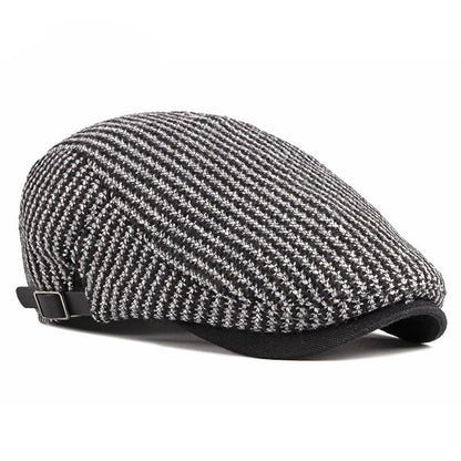 Knitted Striped Cotton Flat Cap