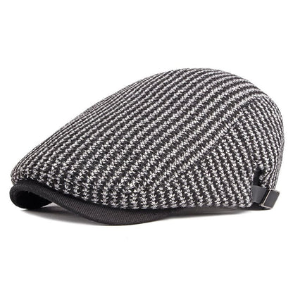 Knitted Striped Cotton Flat Cap