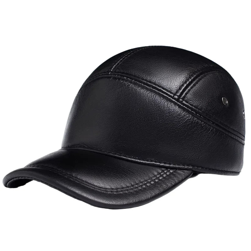 LeBlanc Earflaps Genuine Leather Baseball Cap