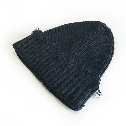 Leeds Winter Frayed Knitted Cotton Beanie