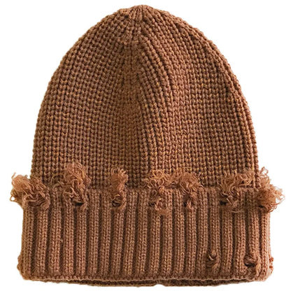 Leeds Winter Frayed Knitted Cotton Beanie