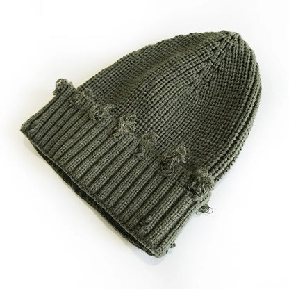 Leeds Winter Frayed Knitted Cotton Beanie