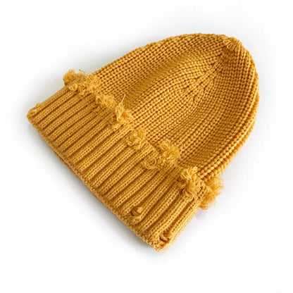 Leeds Winter Frayed Knitted Cotton Beanie