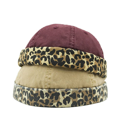 Leopard Cotton Brimless Docker Cap