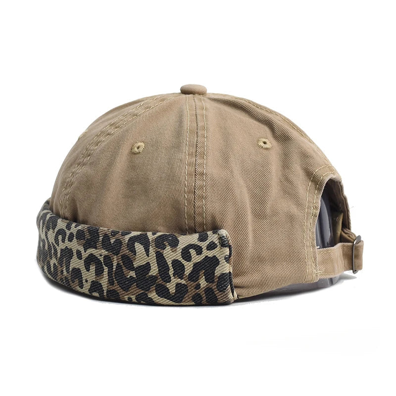 Leopard Cotton Brimless Docker Cap