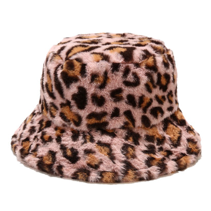 Leopard Print Fur Bucket Hat
