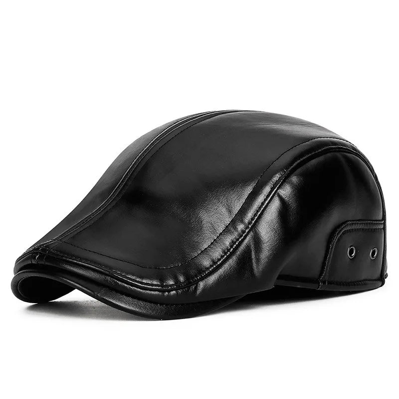 Lewistown Winter Leather Earflaps Duckbill Flat Cap