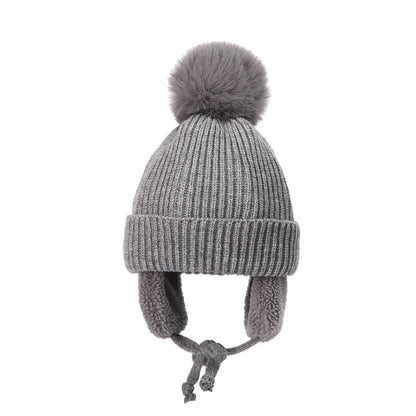 Malcom Kids Winter Wool Knitted Pom-Pom Beanie