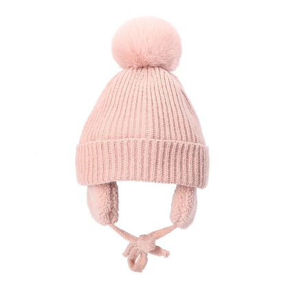 Malcom Kids Winter Wool Knitted Pom-Pom Beanie