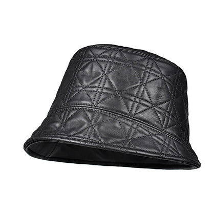 McMahon Black Genuine Leather Bucket Hat