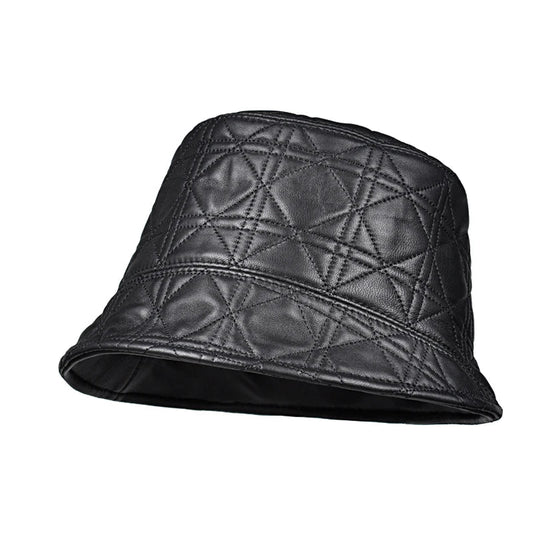 McMahon Black Genuine Leather Bucket Hat
