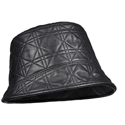 McMahon Black Genuine Leather Bucket Hat