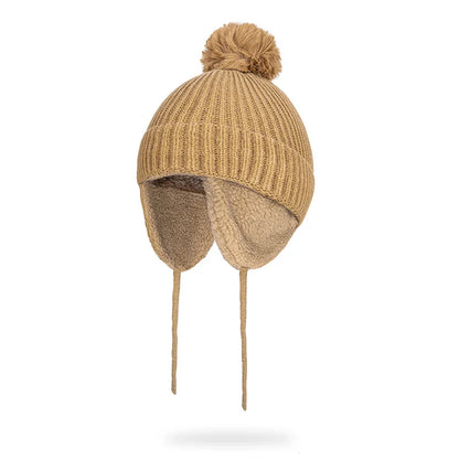 Michigan Kids Winter Earflaps Pom Pom Beanie