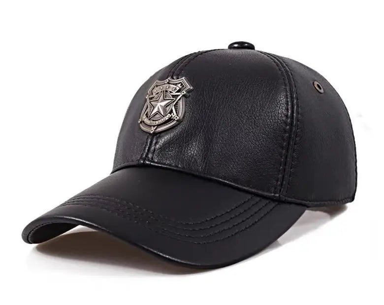 Monaitte Genuine Leather Baseball Cap