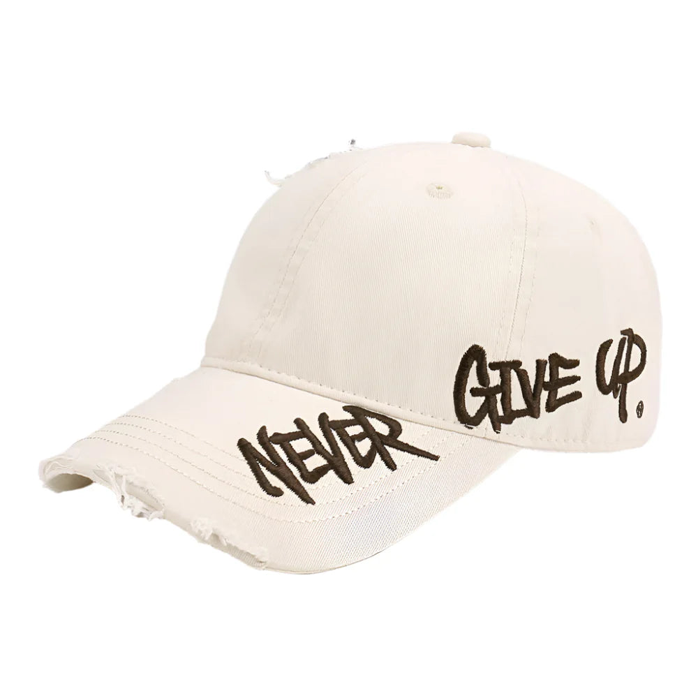 Never Give Up Scratched Baseball Cap