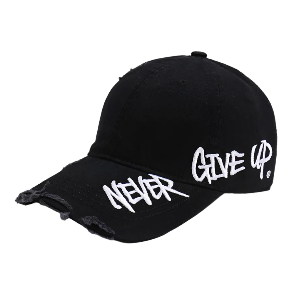 Never Give Up Scratched Baseball Cap