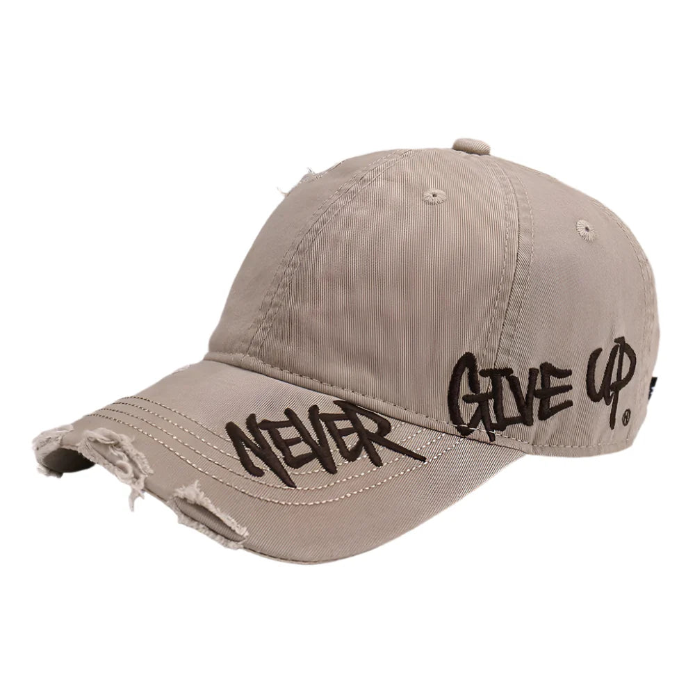 Never Give Up Scratched Baseball Cap