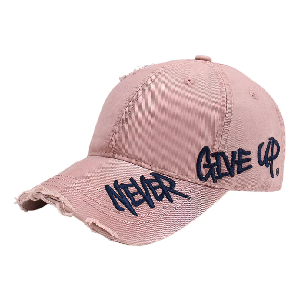 Never Give Up Scratched Baseball Cap