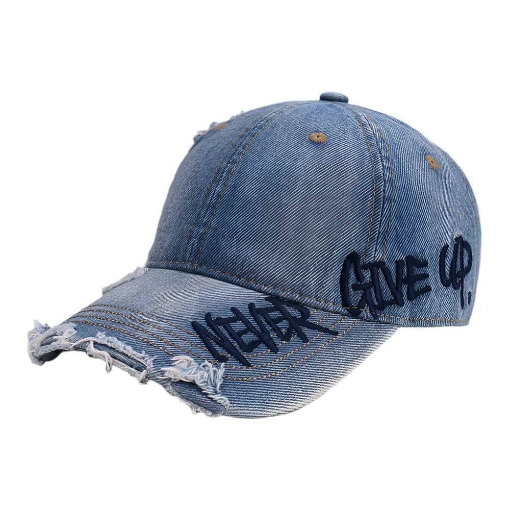 Never Give Up Scratched Baseball Cap